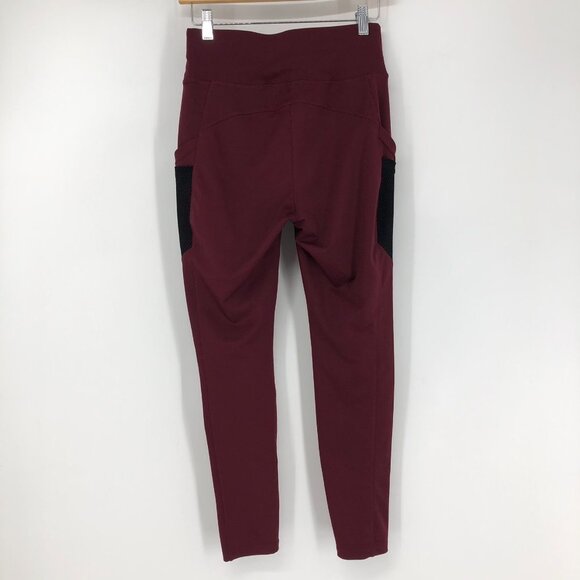Pop Fit Athletic Leggings with Two Large Side Pockets Burgundy Size Medium - Picture 2 of 12